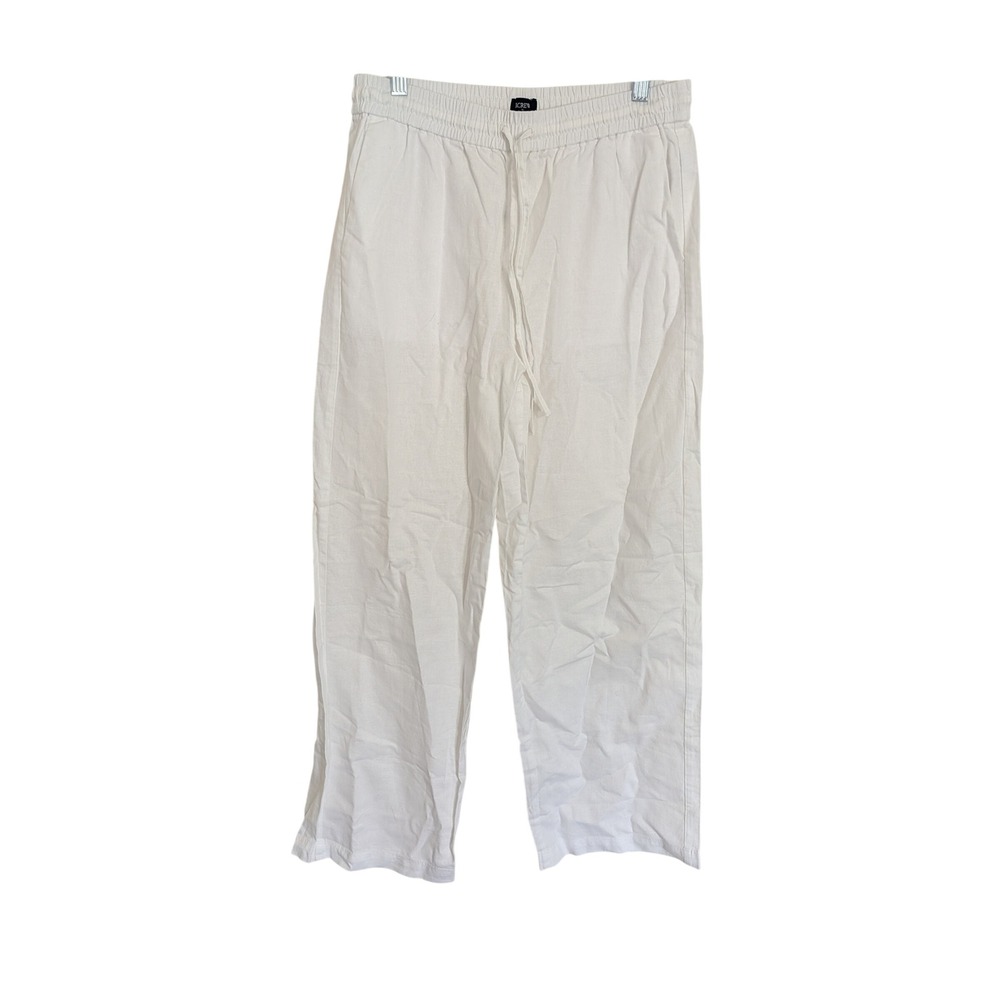 J.Crew Seaside Linen Blend Drawstring Pants White Size 6 Classic Lounge Vacation